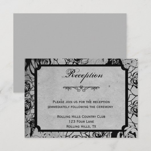 Zwarte Roos Gothic Lijst Weddenschap Kaart (Voorkant / Achterkant)