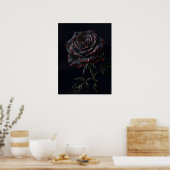 Zwarte Roos — Gotische Botanische Impasto Poster (Keuken)