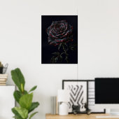 Zwarte Roos — Gotische Botanische Impasto Poster (Thuiskantoor)