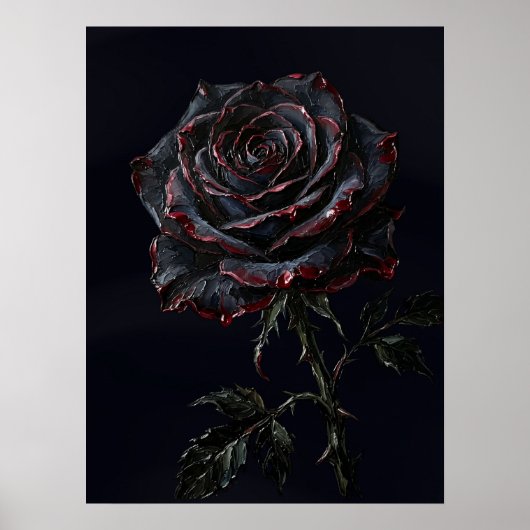 Zwarte Roos — Gotische Botanische Impasto Poster (Voorkant)