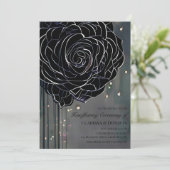 Zwarte Roos Gotische Droevige Elegante Handfasting Kaart (Staand voorkant)