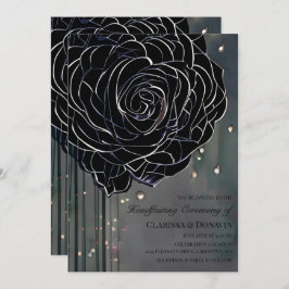 Zwarte Roos Gotische Droevige Elegante Handfasting Kaart