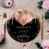 Zwarte roos goudballonnen papieren bordje