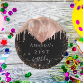 Zwarte roos goudballonnen papieren bordje