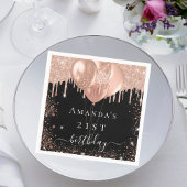 Zwarte roos goudballonnen servet