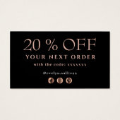 Zwarte roos gouden agate dank je creditcard visitekaartje (Achterkant)