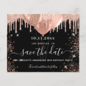 Zwarte roos gouden budget save the date verjaardag flyer (Voorkant)