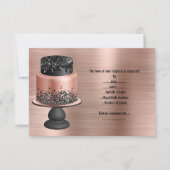 ZWARTE ROOS GOUDEN CAKE METALLIC RESPONSE CARD RSVP KAARTJE (Voorkant)