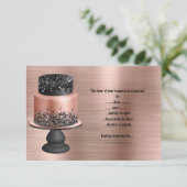 ZWARTE ROOS GOUDEN CAKE METALLIC RESPONSE CARD RSVP KAARTJE (Staand voorkant)