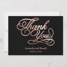 Zwarte Roos Gouden Calligraphy Formele Dankkaart