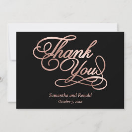 Zwarte Roos Gouden Calligraphy Formele Dankkaart Bedankkaart