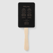 Zwarte Roos Gouden Glitter Donker Huwelijksprogram Handwaaier (Achterkant)