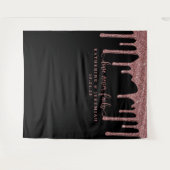 Zwarte Roos Gouden Glitter Drips Trouw Achtergrond Wandkleed (Voorkant (horizontaal))