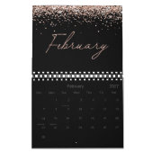 Zwarte Roos Gouden Glitter Elegante Moderne Script Kalender (Feb 2027)