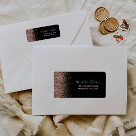 Zwarte Roos Gouden Glitter Trouw Retouradres Etiket