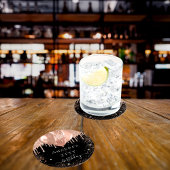 Zwarte roos gouden glittersballonnen voor verjaard ronde kartonnen onderzetter