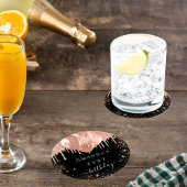 Zwarte roos gouden glittersballonnen voor verjaard ronde kartonnen onderzetter