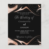 Zwarte roos gouden huwelijksuitnodiging (Voorkant)