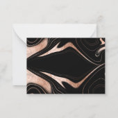 Zwarte roos gouden marmeren huwelijksreactie RSVP Notitiekaartje (Achterkant)