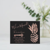 Zwarte roos gouden sleutelananas, bewegende aankon aankondigingskaart (Staand voorkant)