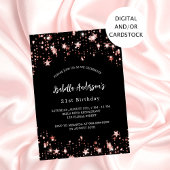 Zwarte roos gouden sterren verjaardag kaart