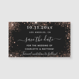 Zwarte roos gouden trouw save the date magneet