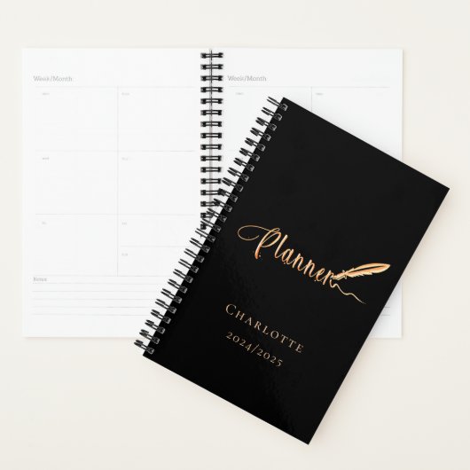 Zwarte roos gouden typografie 2026 planner (Display)