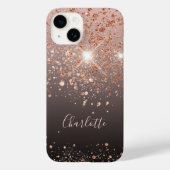 Zwarte roos goudglitternaam Case-Mate iPhone case (Achterkant)
