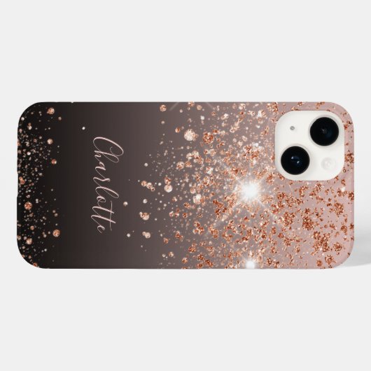 Zwarte roos goudglitternaam Case-Mate iPhone case (Achterkant (horizontaal))