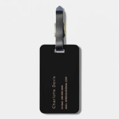 Zwarte roos goudmonogram initiaal bagagelabel (Achterkant verticaal)