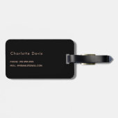 Zwarte roos goudmonogram initiaal bagagelabel (Achterkant horizontaal)