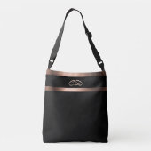 Zwarte roos goudmonogram initiaal elegant crossbody tas (Achterkant)
