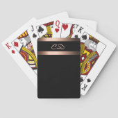 Zwarte roos goudmonogram initiaal elegant pokerkaarten (Achterkant)