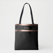Zwarte roos goudmonogram initiaal elegant tote bag (Voorkant)