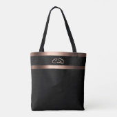 Zwarte roos goudmonogram initiaal elegant tote bag (Achterkant)