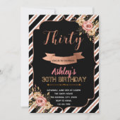 Zwarte roos goudverjaardag uitnodiging (Voorkant)