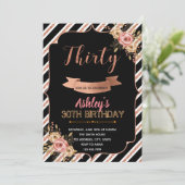 Zwarte roos goudverjaardag uitnodiging (Staand voorkant)