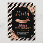 Zwarte roos goudverjaardag uitnodiging (Voorkant / Achterkant)