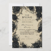 Zwarte Roos Halloween feest Kaart (Voorkant)