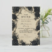 Zwarte Roos Halloween feest Kaart (Staand voorkant)