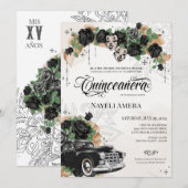 Zwarte Roos Klassieke Lowrider Oldies Chola Quince Kaart (Voorkant / Achterkant)