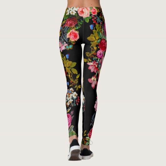 Zwarte  Roos Leggings (Achterkant)