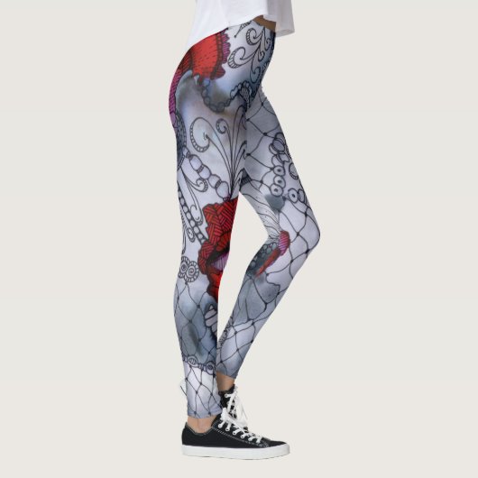 Zwarte Roos Leggings (Rechts)