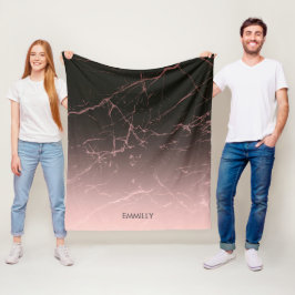 Zwarte Roos marmer Fleece Deken