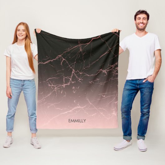 Zwarte Roos marmer Fleece Deken (In situ)