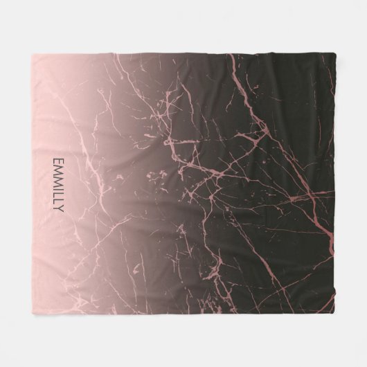 Zwarte Roos marmer Fleece Deken (Voorkant (Horizontaal))