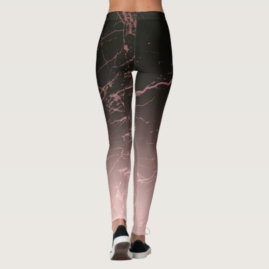 Zwarte Roos marmer Leggings (Achterkant)