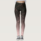 Zwarte Roos marmer Leggings (Voorkant)