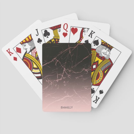 Zwarte Roos marmer Pokerkaarten (Achterkant)