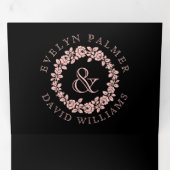 zwarte roos met zwarte achtergrond bruiloft drieluik uitnodiging (Binnenzijde eerst)